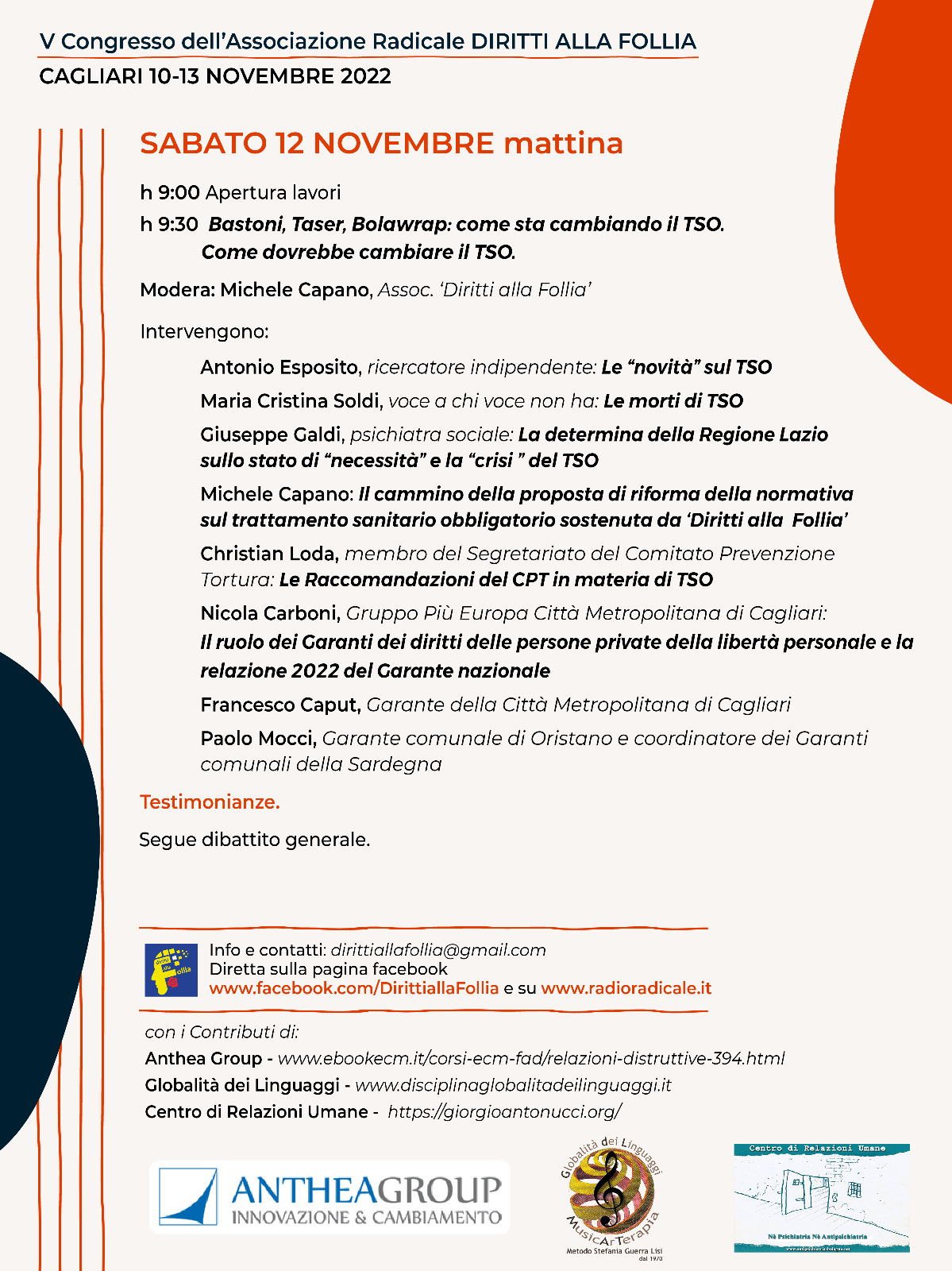 V Congresso Associazione Radicale ‘Diritti alla Follia’ – Cagliari 10-13 novembre